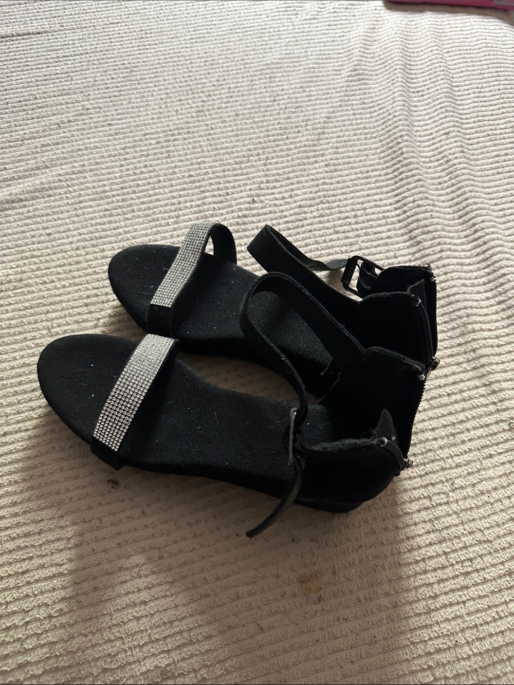 Black Rhinestone Accent Women's Slingback Sandals